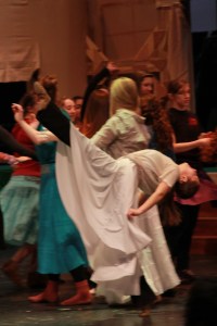 Haley playing the part of Maggie Anderson in "Brigadoon" as a Junior