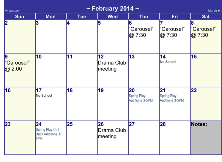Microsoft Word - Drama Club Calender 2 tri.doc