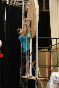 Danny working on the Clock he designed for "Around the World in 80 Days